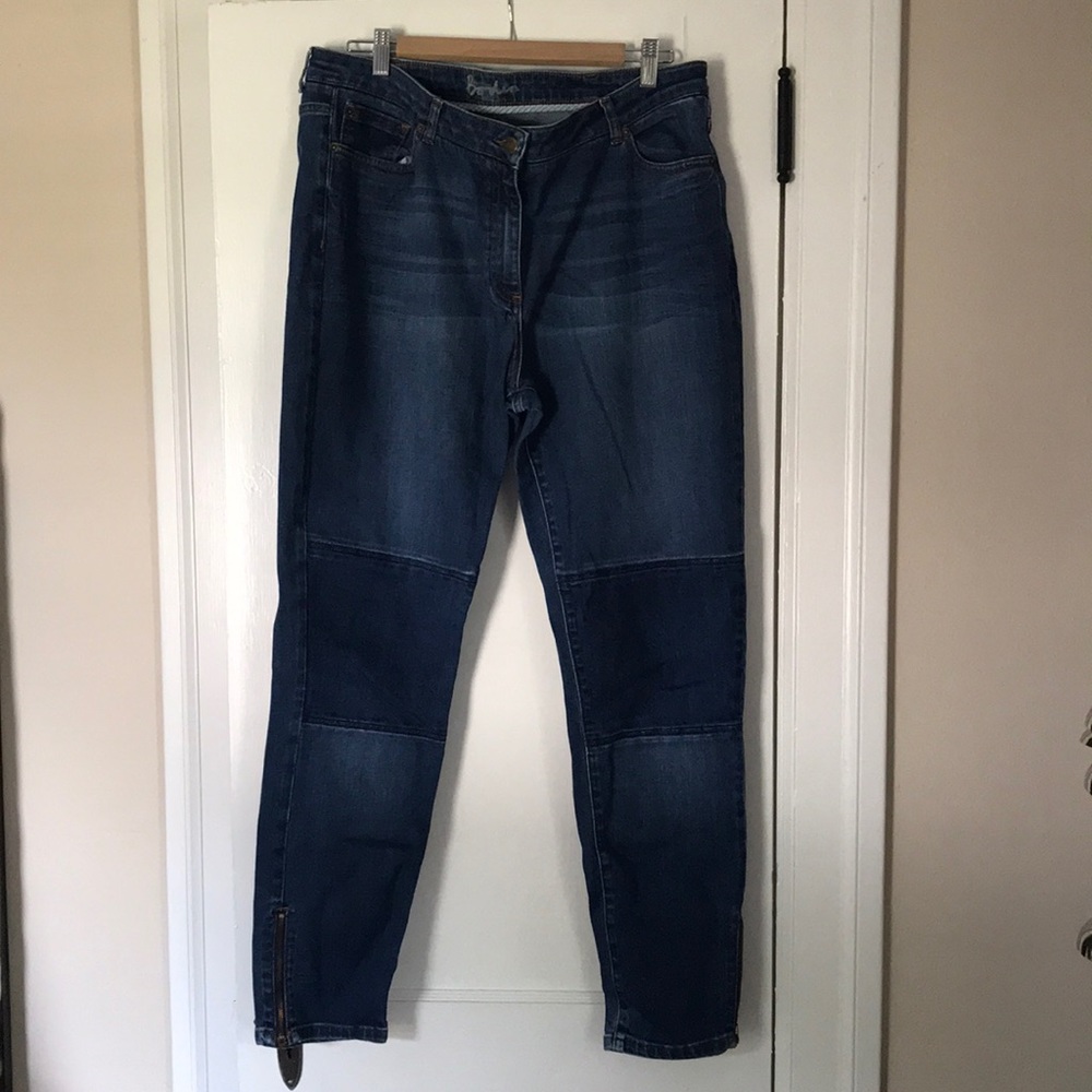 Boden two tone ankle zip soho skinny jeans
